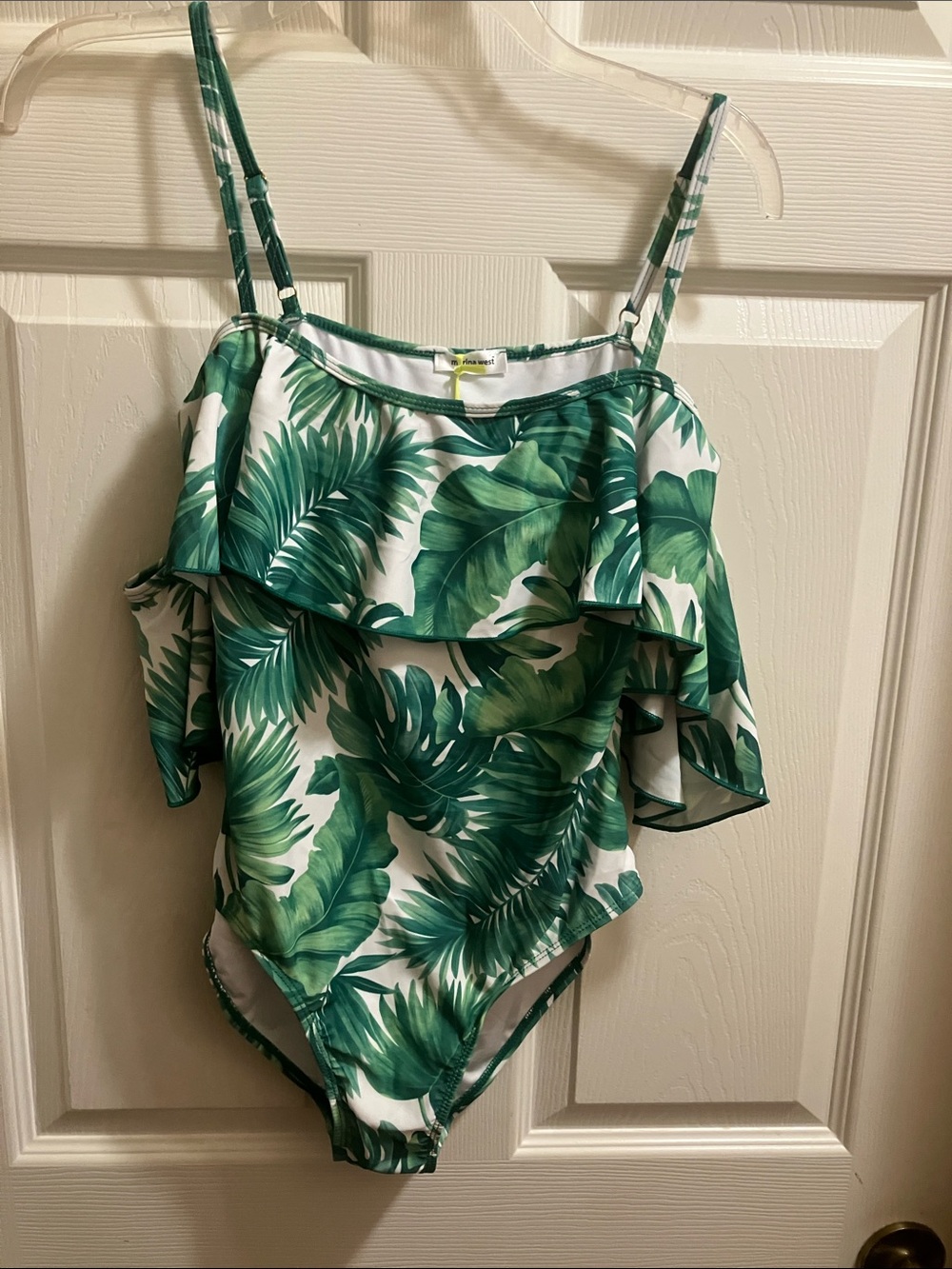 Green Palm Leaf Ruffle One-Piece Swimsuit by